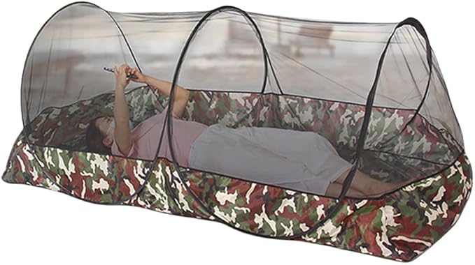 Mosquito TentFolding Netting Bed TentPortable Mosquito Netting with BottomCamping Tent Fine Mesh Mosquito Net for Adults Kids Travel Camping Backyards Canopy Outdoor (Black Net 1 Person)
