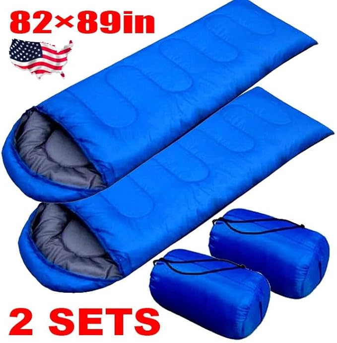2-Pack Adult Sleeping Bags – Waterproof Warm Lightweight for Cold Weather Camping Hiking and Travel