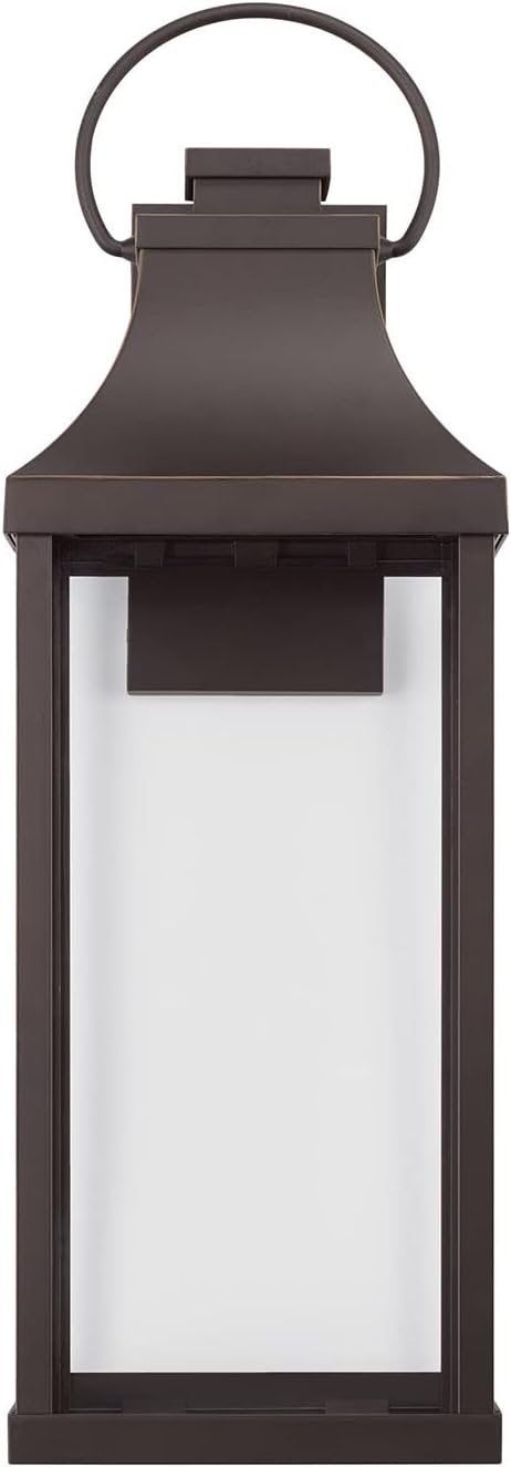 Capital Lighting 946441OZ-GL Bradford Night Sky Clear Glass Rectangular Outdoor Wall Lantern 1-Light 7 Watt 27 H x 9 W Oiled Bronze