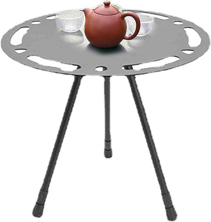 Topyond Folding Camping Table Portable Height Adjustable Outdoor Small Round Table Lightweight Aluminum Alloy Beach Table for Travel and Camping