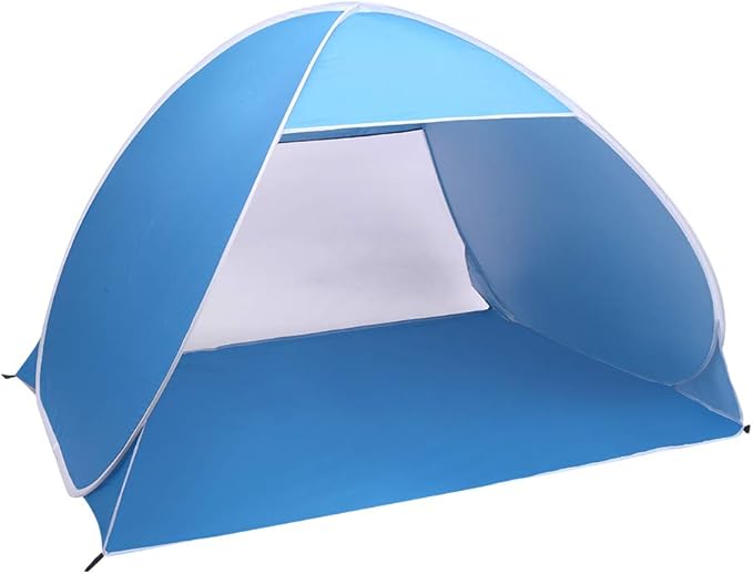2-3 Person Beach Tent Pop Up Sun Shelter Tent Big Automatic Sun Umbrella 2-3 Person Fishing Beach Shelter Blue