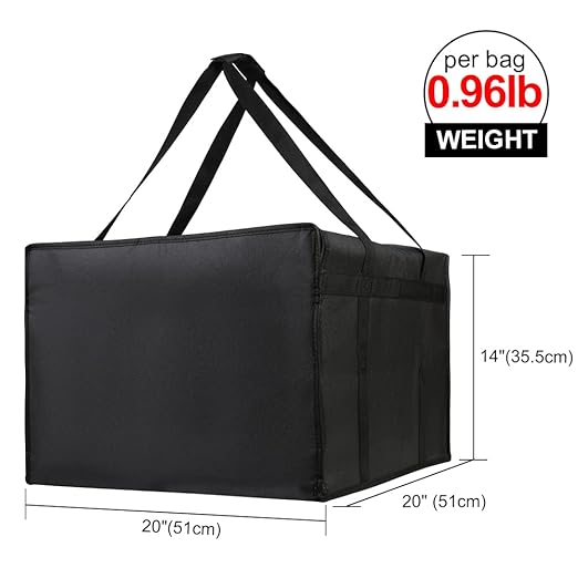 Bodaon Insulated Pizza Delivery Bags 20 x 20 x 14 Insulated Food Delivery Bag for Rideshare Drivers Pizza Pack Pizza Hot Warmer Carrier Food Warmers for Parties Insulation (Black 1Pk)