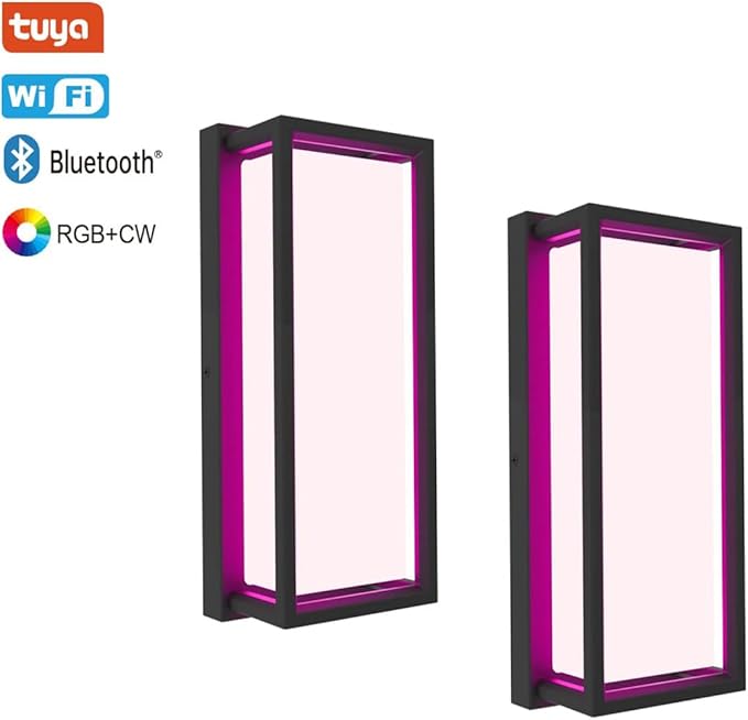 Smart Outdoor Lights Color Changing 2 Pack RGB+2700K-6500K Outdoor Wall Sconce Aluminum Exterior Lighting Fixtures Waterproof Antirust APP Control Up and Down Lights