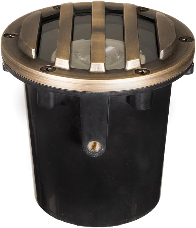 VOLT 12V 3-in-1 Waterproof IP68 Outdoor in-Grade Light with Brass Grated Top (Bronze) for Path Garden Deck Yard or Pond Low Voltage Landscape Lighting