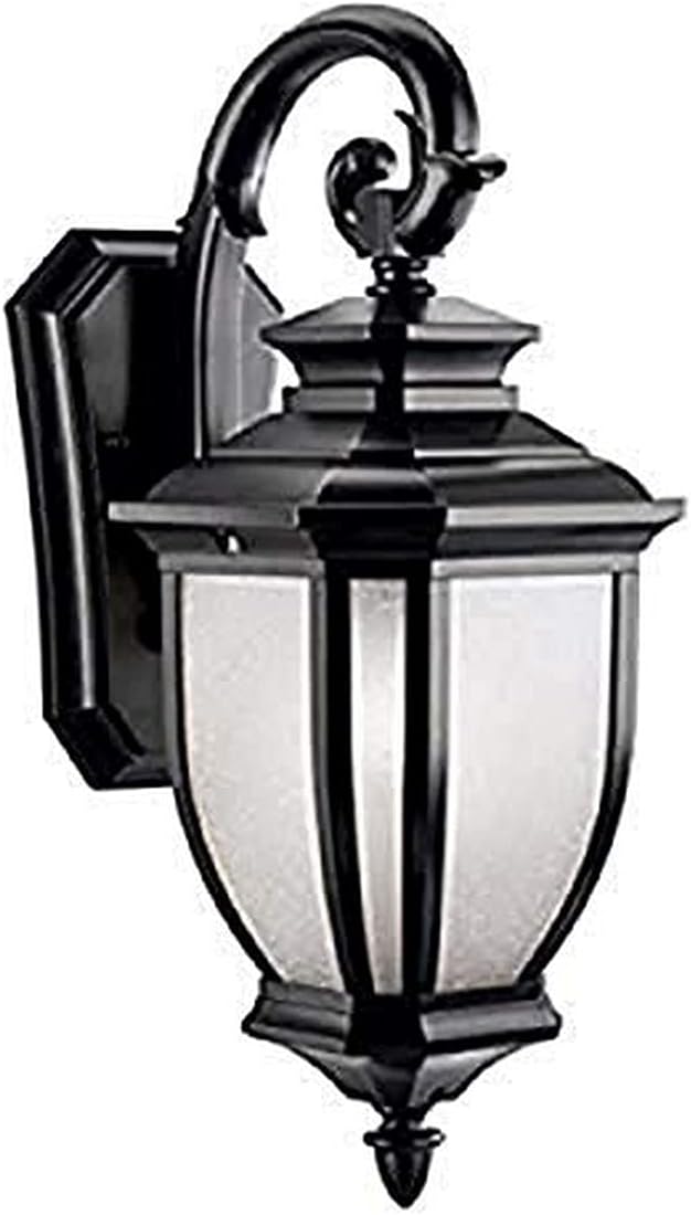 Kichler Salisbury 19.5 1 Light Outdoor Wall Light with White Linen Glass in Black