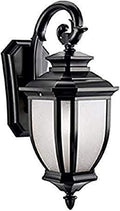 Kichler Salisbury 19.5 1 Light Outdoor Wall Light with White Linen Glass in Black