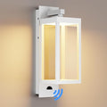 Outdoor Wall Light with Motion Sensor 15inch White Waterproof LED Coach Light for Porch Front Door Garage Patio Garden – Durable Tempered Glass Exterior Lighting Fixture Security Light for House