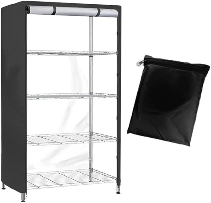 Transparent PVC Mesh Storage Cover for 48x18x72 Inch Racks Water Resistant Shelving Unit Protector with 3-Way Zipper See-Through Design for Outdoor Storage Rack Black