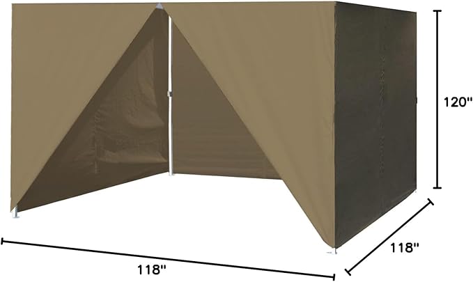 Eurmax USA Full Zippered Walls for 8x8 Easy Pop Up Canopy Tent4 Walls ONLY(Khaki)