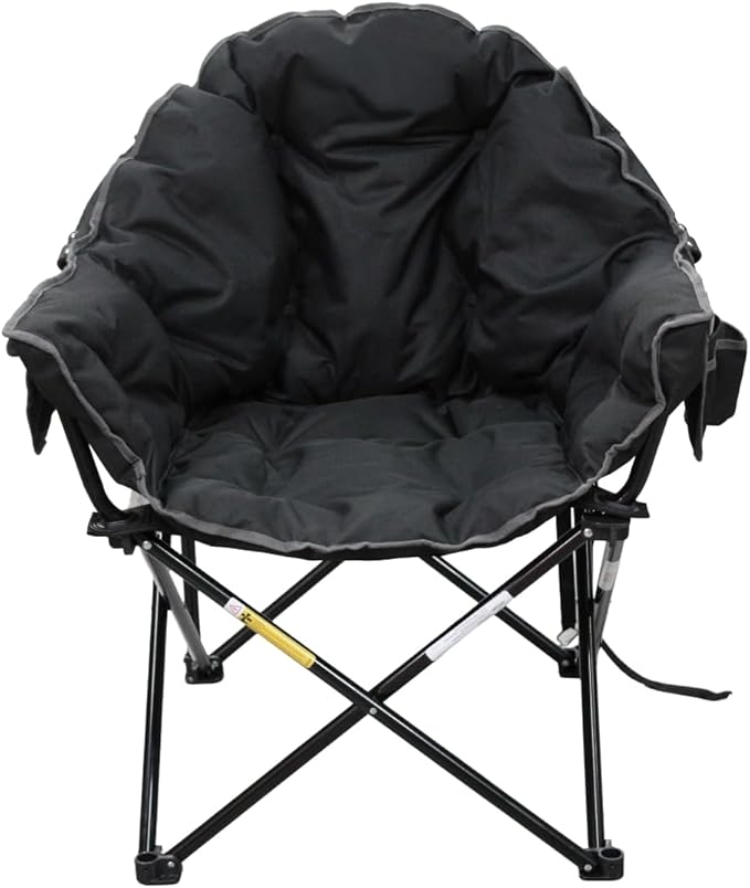 Caravan Canopy Sports Elite Club Chair with Cloud Comfort – Plush Oversized Folding Chair with Extra Cushioning Portable Relaxing Outdoor Chair for Camping Tailgating &amp Backyard