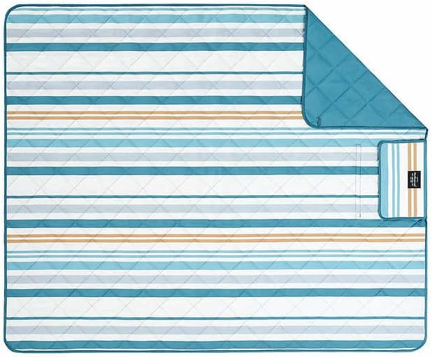 Weatherproof Vintage Outdoor Blanket (60in x 72in) - Portable Picnic Blankets Waterproof Foldable &amp Beach Blanket Waterproof Sandproof with Carry Strap Camping Blanket - Foldable Waterproof (Stri
