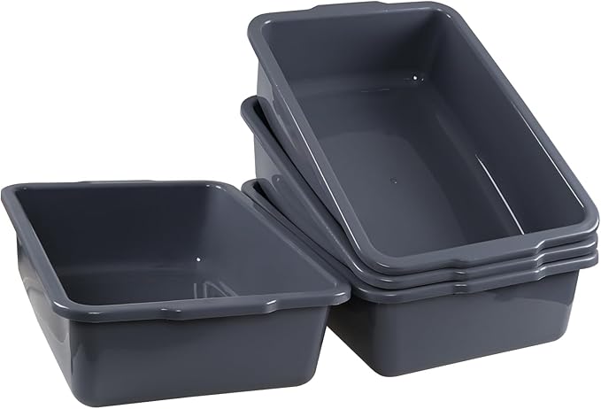 Rosebloom 35 L Plastic Commercial Bus Tub Gray Plastic Large Bus Box 4 Packs