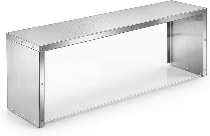 Zonon 43 Wide Steam Table Overshelf with Sneezeguard Compatible with Three-Well Steam Durable Stainless Steel Easy Installation Commercial Electric Hot Food Table Overshelf for Food Protection