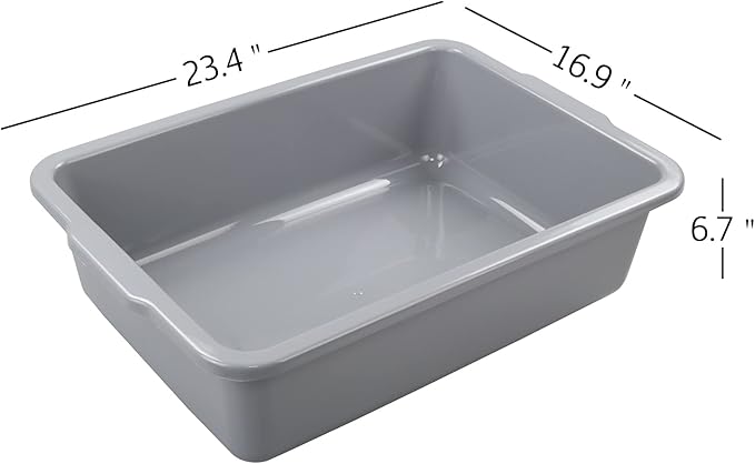 Obstnny 4-Pack Commercial Bus Tub 32 L Large Utility Bus Tote Boxes Grey