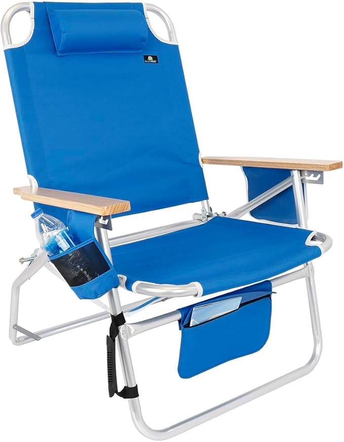 Big Jumbo 500 lbs XL Wide Heavy Duty Beach Chair for Big &amp Tall Adults Aluminum Tubing - 4 Reclining Positions