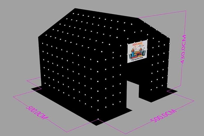 Black Portable LED Disco Lighting Mobile Night Club Tent Inflatable Cube Party Tent Inflatable Nightclub （16.5x16.5x14ft with Blower ）