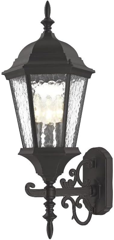 Livex Lighting 7561-14 Outdoor Wall Lantern with Clear Beveled Glass Shades 23.5 x 9.5 Black