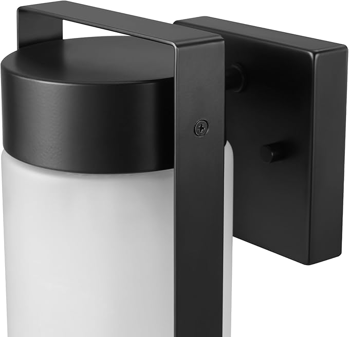 GLOBE Electric 60000165 1-Light Outdoor Wall Sconce Matte Black Frosted Glass