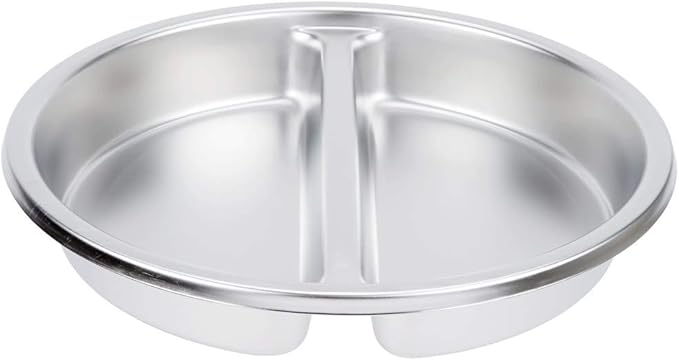 2 Pack ChefQ 2.5 Inch Deep Round Divided Food Pan for 6 Qt Chafing Dish Anti-Jam Stainless Steel Steam Table/Hotel Pan Round Sectional
