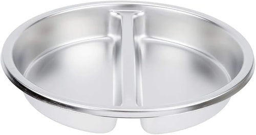2 Pack ChefQ 2.5 Inch Deep Round Divided Food Pan for 6 Qt Chafing Dish Anti-Jam Stainless Steel Steam Table/Hotel Pan Round Sectional