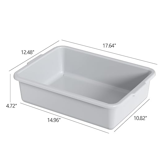 13 L Commercial Plastic Bus Box Plastic Utility Bus Tub Gray 4 Packs