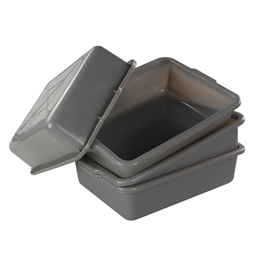 4-Pack 8 Liters Dish Wash Basin Commercial Dish Pans Bus Tubs Grey