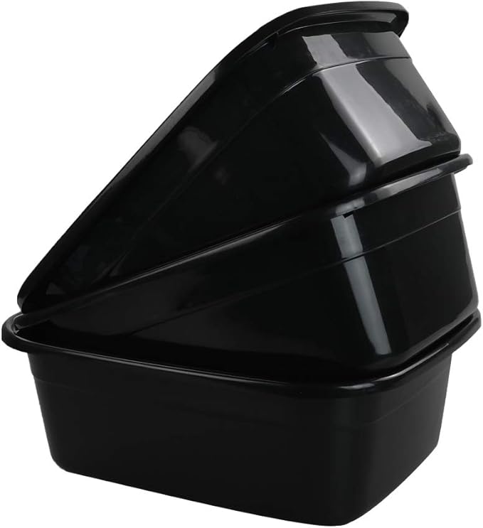 Jekiyo 16 Quart Dish Pan Black Plastic Dish Tubs 3 Packs