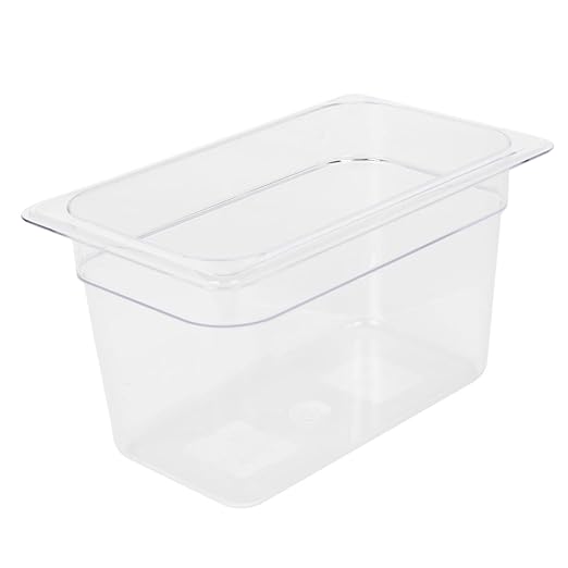 Thunder Group PLPA8146 Food Pan 1/4 Size 6 deep Shatter and Scratch Resistant Dishwasher Safe Polycarbonate Clear NSF Pack of 6