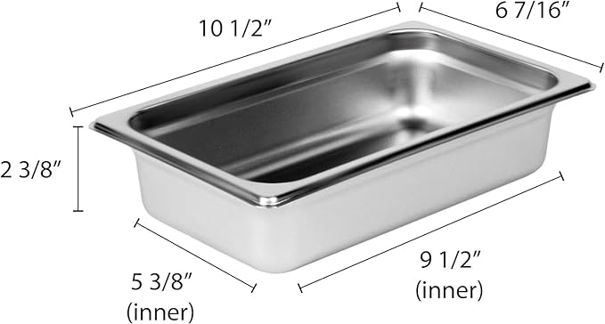 TrueCraftware-Quarter Size 2-1/2 Deep Stainless Steel Anti-Jamming Steam Table Pan 22 Gauge- Chafing Steam Table Pans Catering Food Storage Metal Pan Hotel Pan for Restaurant Events Catering Use