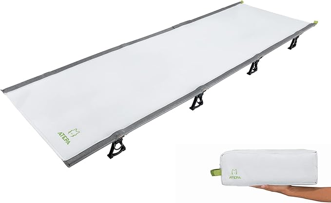 ATEPA Camping Cots for Adults with Carry Bag &amp Storage Bag Portable Bed Folding Cot Most Comfortable for Hiking Backpacking Car Camping Travel Home Office Nap Lightgrey