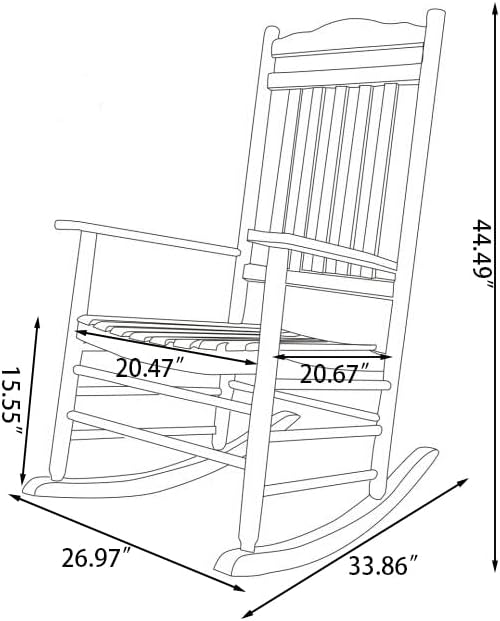 Outdoor Patio Rocking Chair Furniture Comfy Rocker for Adults Porch Balcony Garden Indoor Outside Wooden White