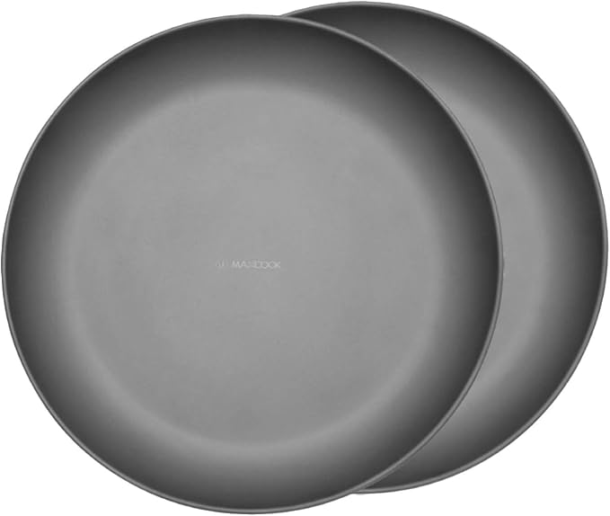 2 pcs Titanium Camping Plate Dishes8.66 Inch Ultralight Durable Titanium Dish Plate Outdoor Pasta Serving Backpacking plates for Travel Hiking Kitchen (22cm)