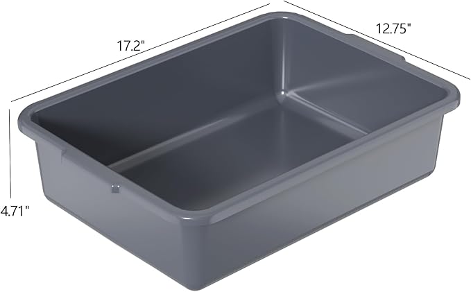 Vababa 12-Pack Plastic Commercial Bus Box 13 L Kitchen Bus Tub Gray
