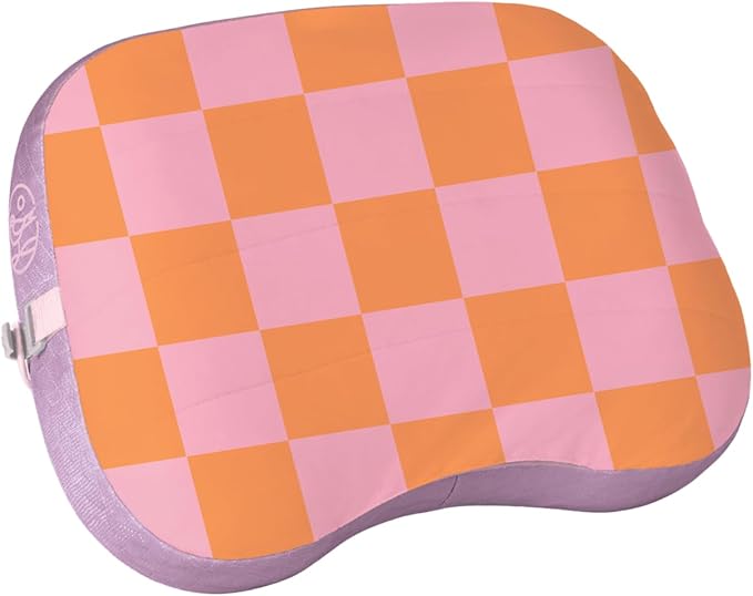 Ballast Beach Pillow – Comfy Durable &amp Compact Stays Put on Windy Beaches with Patented Sand Pouch Inflatable Pillow for Beaches Pools Camping Festivals and Travel (Coral Checkers)