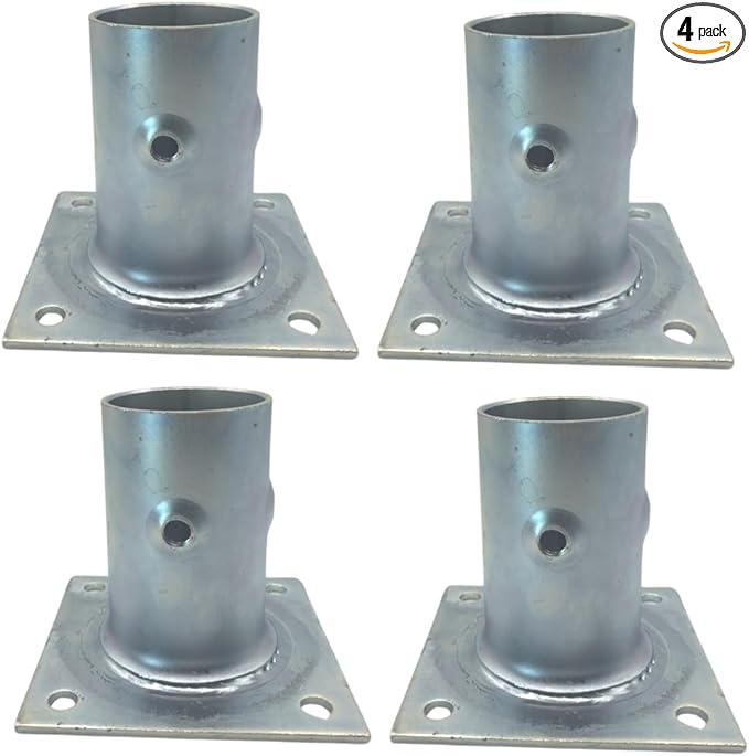 Generic Galvanized Steel Flange for 1-5/8 OD Tubing (4 Pack) (Perfect for Mounting Stainless Worktables Equipment stands and kitchen equipment legs. Gray