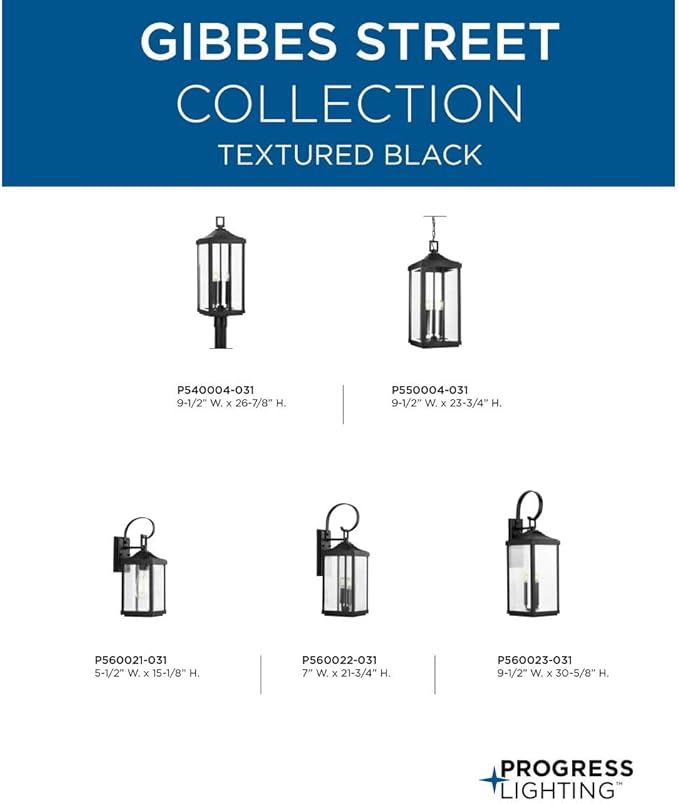 Progress Lighting Gibbes Street Collection 3-Light Clear Beveled Glass New Traditional Outdoor Post Lantern Light Textured Black26.88x9.50x9.50