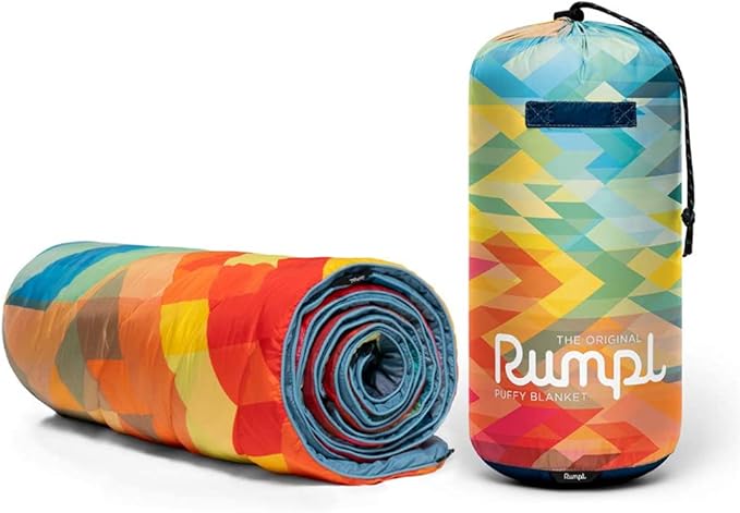 Rumpl Original Puffy Blanket - Warm Water-Resistant Camping Blanket with 100% Recycled Synthetic Insulation 52x75 Original Puffy V1 Geo Fresh
