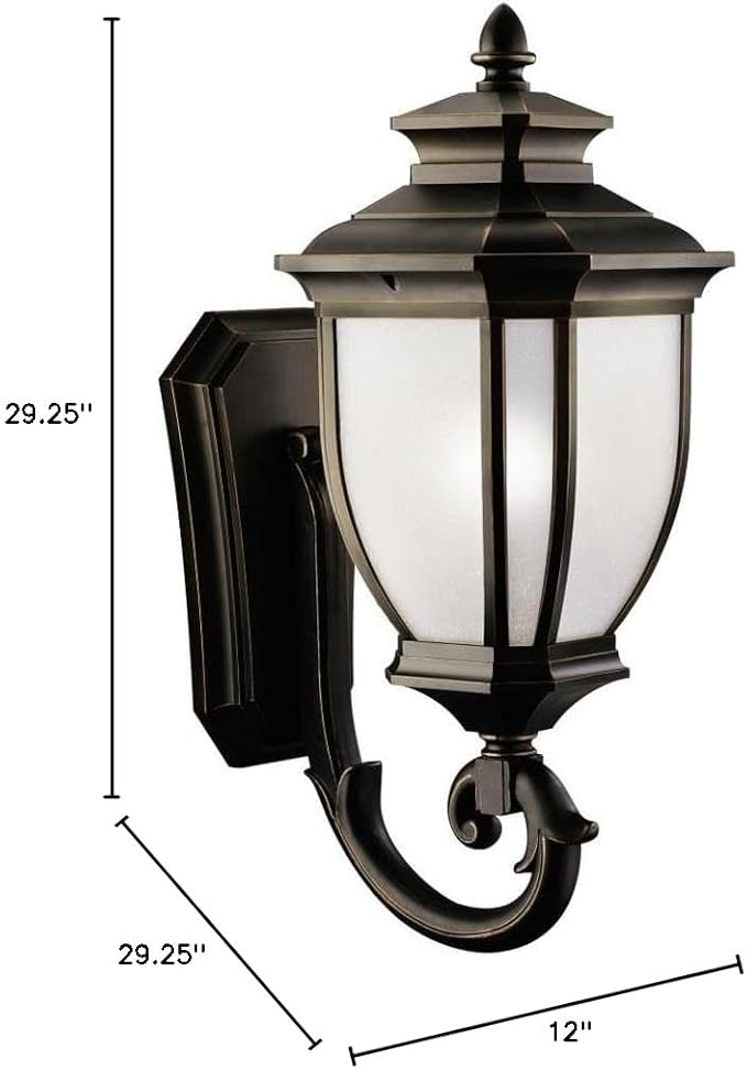 Kichler Salisbury 29 1 Light Outdoor Wall Light with White Linen Glass in Rubbed Bronze