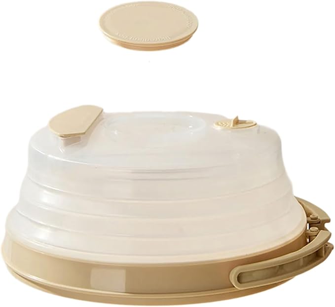Space Saving Foldable Microwave Cover and Raised Handle Heatproof Steaming Protections Lid for Food Nonflammable Splatter Cover Compressible Food Cover