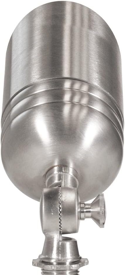 VOLT Fat Boy 12V Stainless Steel Outdoor Spotlight with 5W 2700K Warm White 400 Lumen MR16 LED Bulb for Low Voltage Landscape Lighting of Yard Lawn Garden Patio Trees &amp House