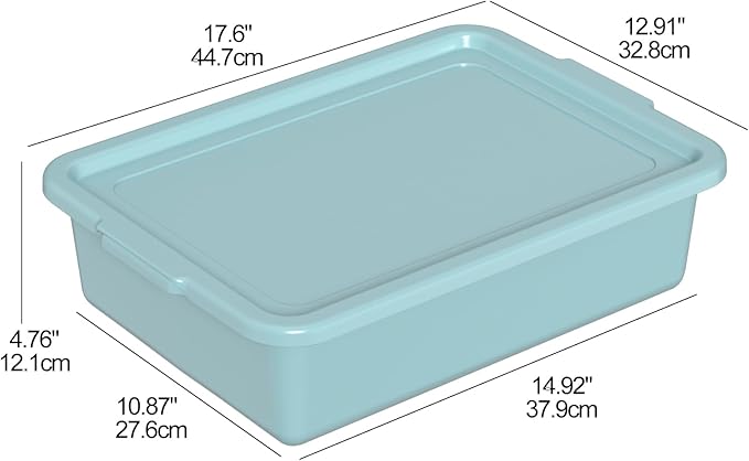 13 L Commercial Bus Tub with Lid 3-Pack Plastic Restaurant Dish Tubs Mint Green
