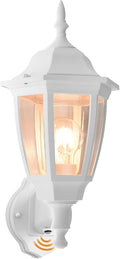 FUDESY Outdoor Wall Light Dusk to Dawn Porch Sensor Light White Plastic Anti-Corrosion with LED Edison Filament Bulb Exterior Mount Lantern for House Garage (1-Pack) FDS2542PS-W
