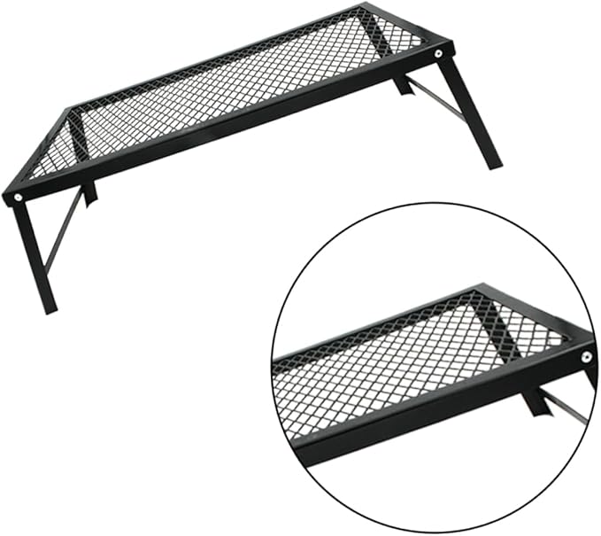 VANZACK Portable BBQ Mesh Table Outdoor Folding Picnic Desk Camping Accessory Sturdy Iron Easy Assembly