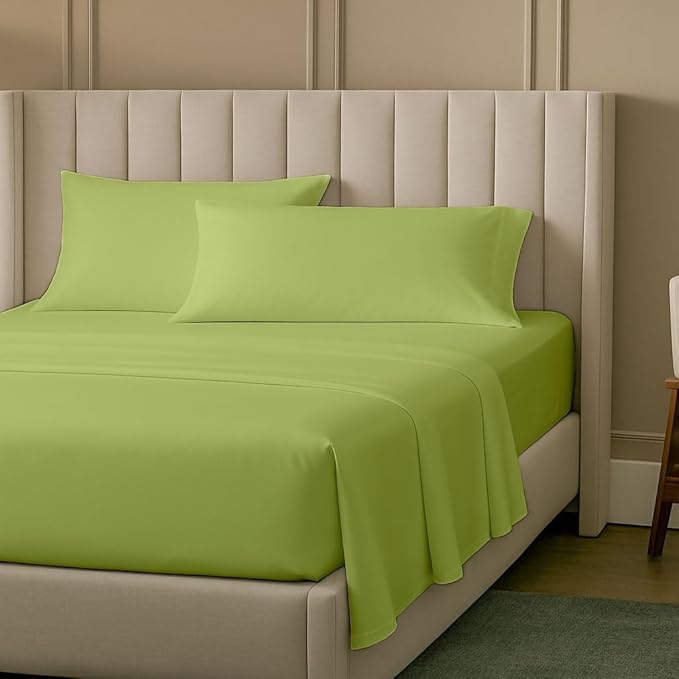 SlumberWell 4 Piece Luxury Soft Microfiber Fitted Bed Sheet Set for Campers 8 to 12 Inch Deep Pocket RV Full 54 x 75 Sage Green