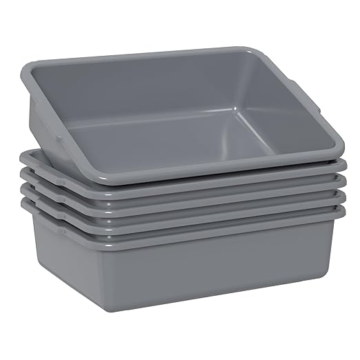 Sadstory 8 L Food Service Bus Tub Box Small Plastic Commercial Bus Tubs 5 Packs Gray
