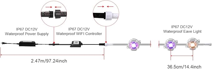 150FT Permanent Outdoor Lights for House Smart RGB+IC LED Eaves Lighting with APP/Remote Control IP67 Waterproof Outdoor String Light with 108 LED Lights for Garden Decor Deck Christmas