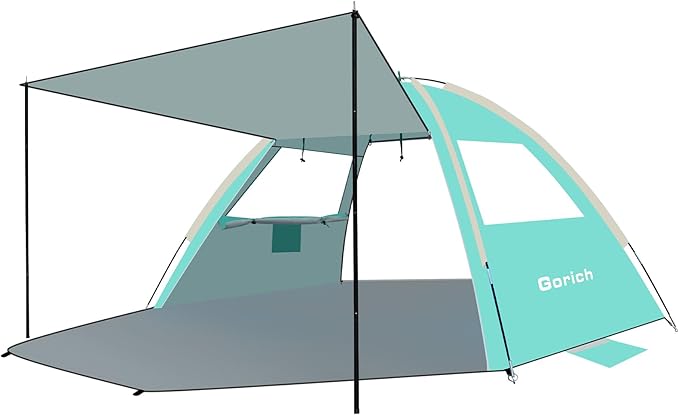 Gorich Beach Tent with Canopy - Easy Setup 3-4/5-6/7-8 Person Portable Sun Shelter UPF 50+ UV Protection Sun Shade Lightweight &amp Compact Beach Cabana for Family Travel