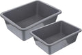 2pcs Rectangular Plastic Dish Washing Bin and Storage Tub Set Multipurpose Commercial Bus Tubs for Kitchen and Food Service Sturdy Indoor Outdoor Use Size 34x23.8x10.9cm
