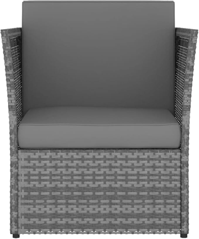 Outdoor Patio Chair with Footstool Poly Rattan Anthracite Lounge Chair with Cushions Durable Powder-Coated Steel Comfortable Outdoor Furniture for Garden Patio