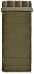 Kelty Wayback Flannel Lined Sleeping Bag Built in Blanket Traditional Rectangle Shape Organic Flannel Cotton Liner Dual Locking Slide Zips